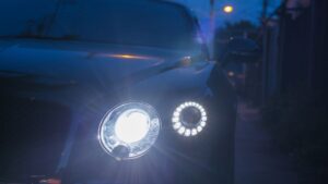 a car with super bright headlights